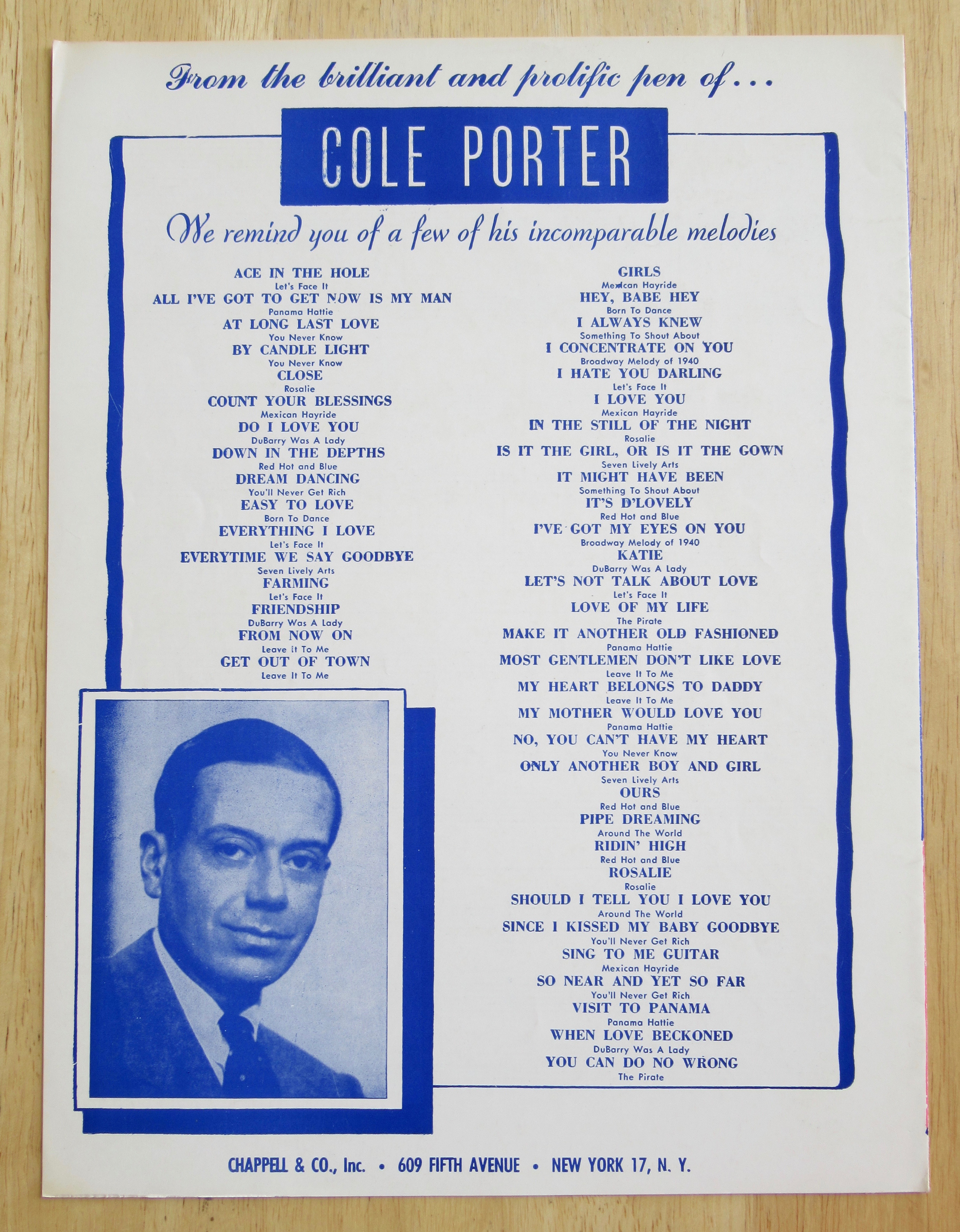 1948 Wunderbar Sheet Music (Kiss Me Kate)