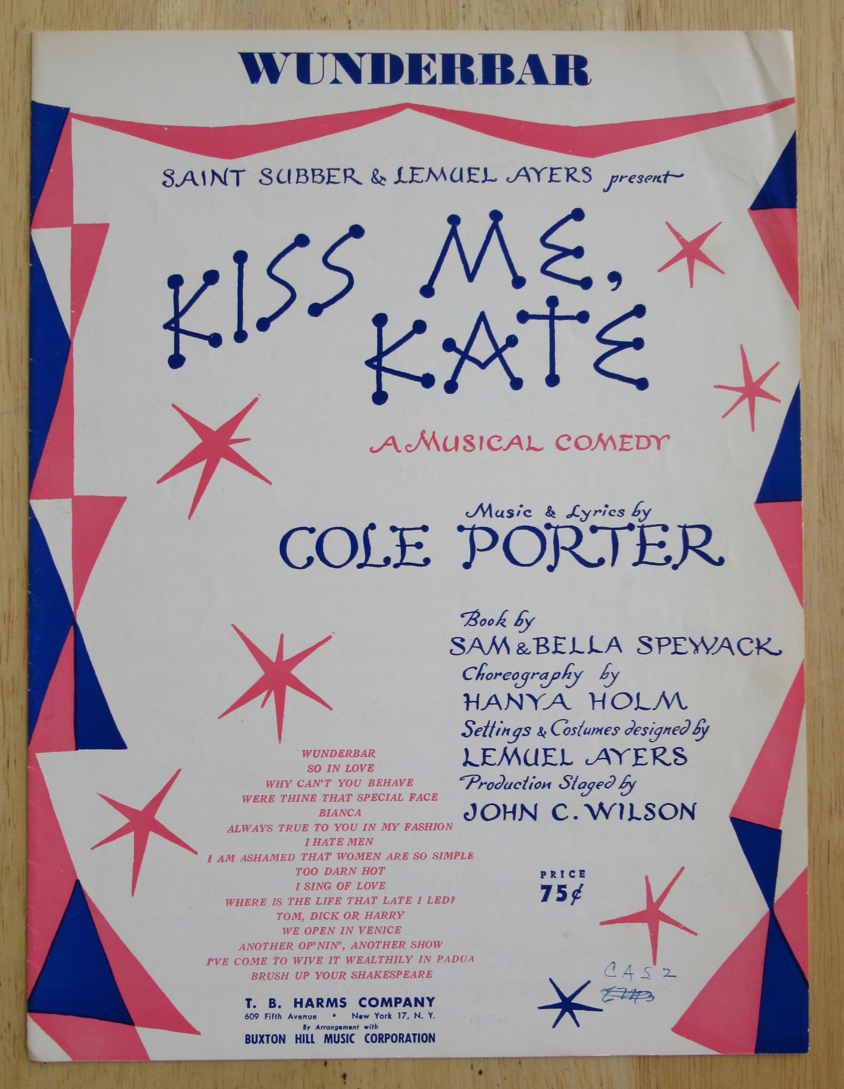 1948 Wunderbar Sheet Music (Kiss Me Kate)