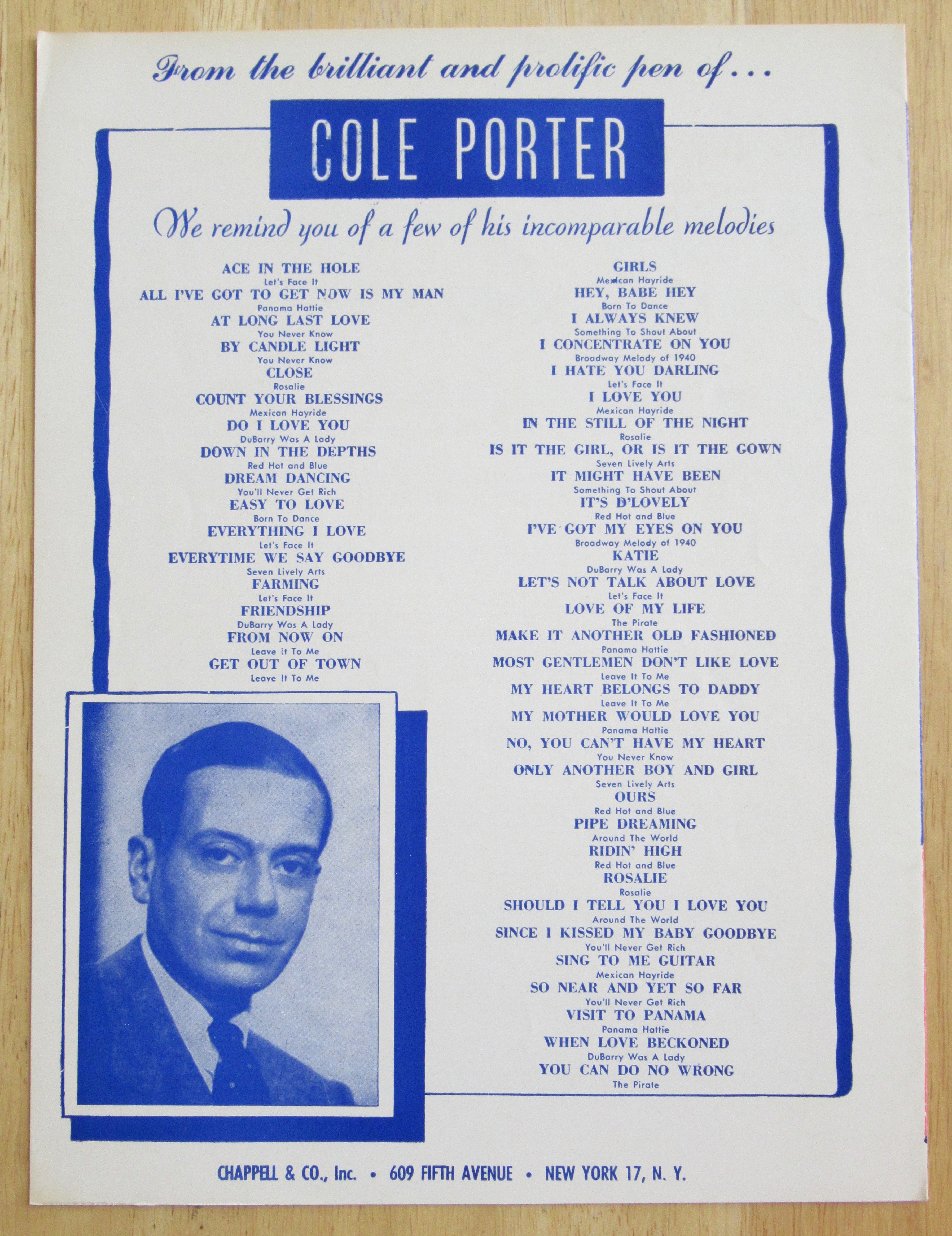 1948 Wunderbar Sheet Music (Kiss Me Kate)