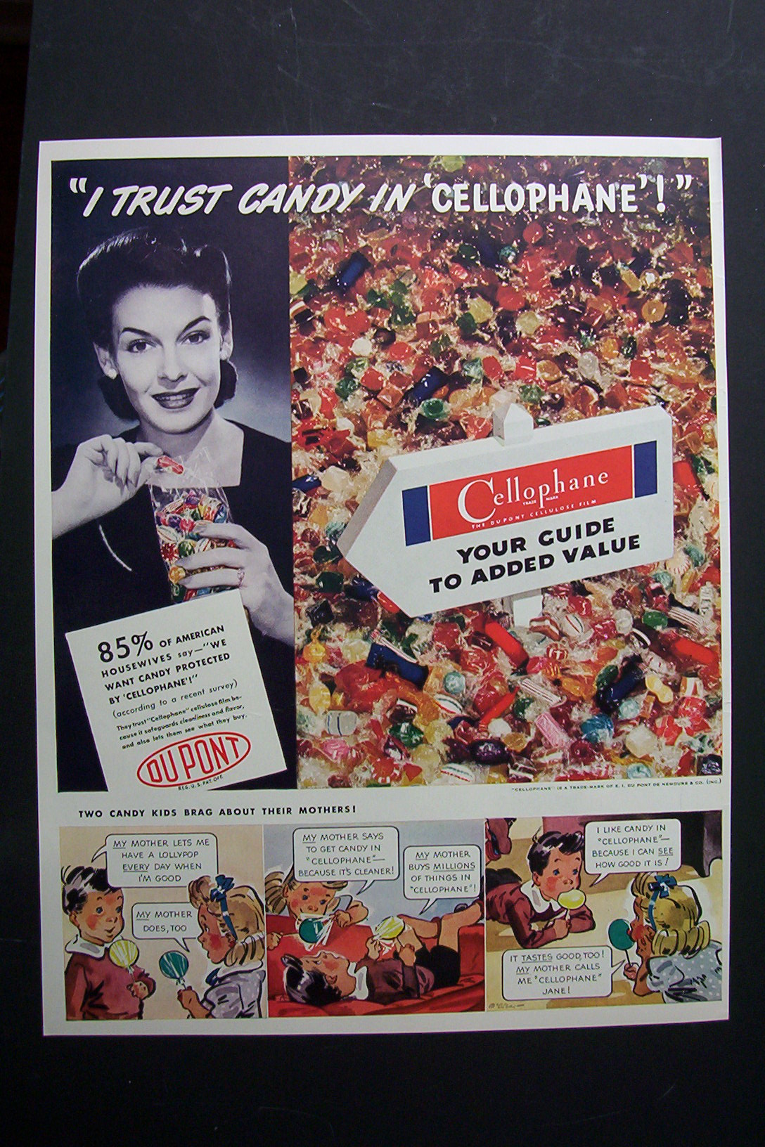 1941 Du Pont Cellophane with Woman Holding Candy