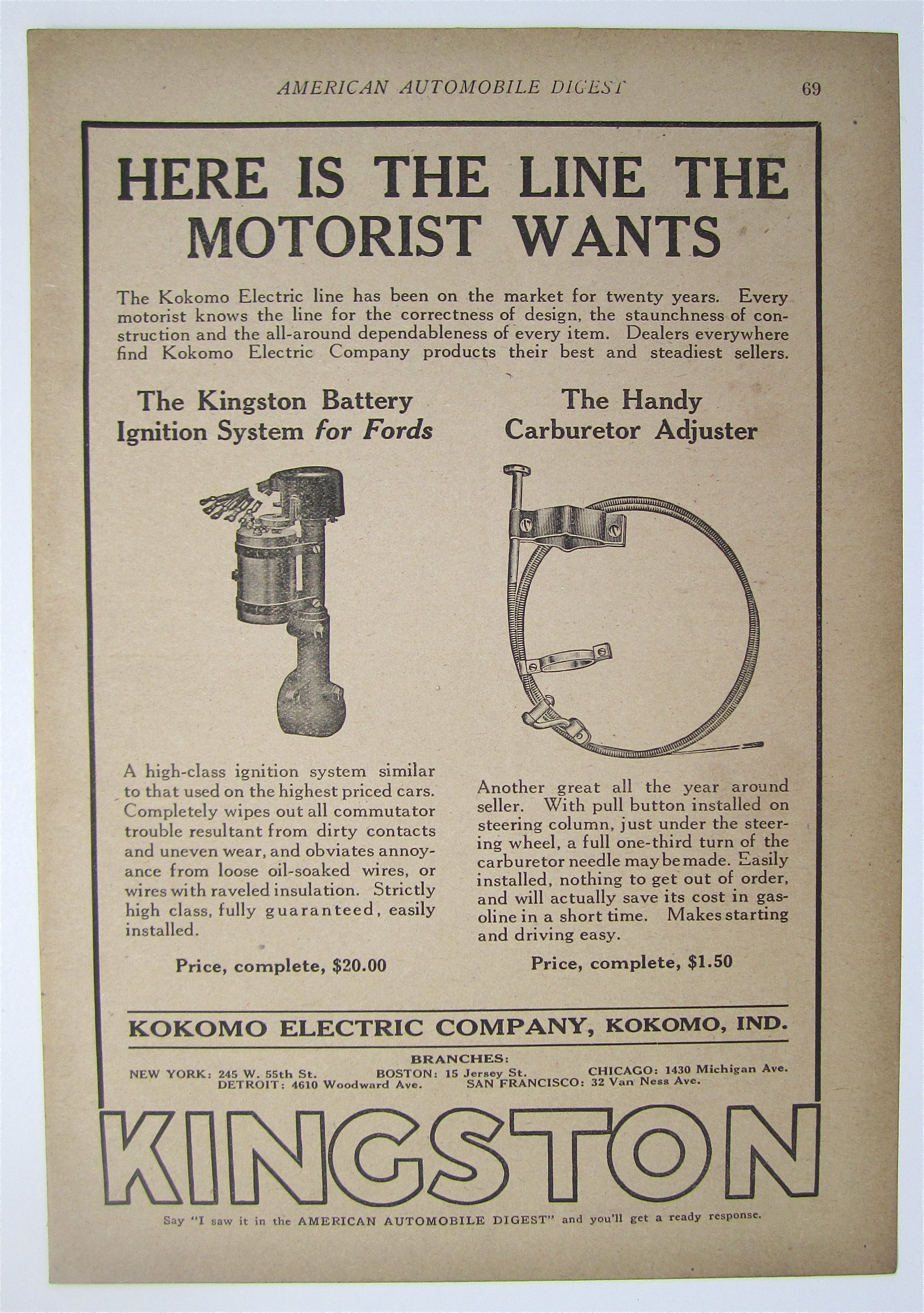 1923 Kokomo Electric Line w/Ignition System