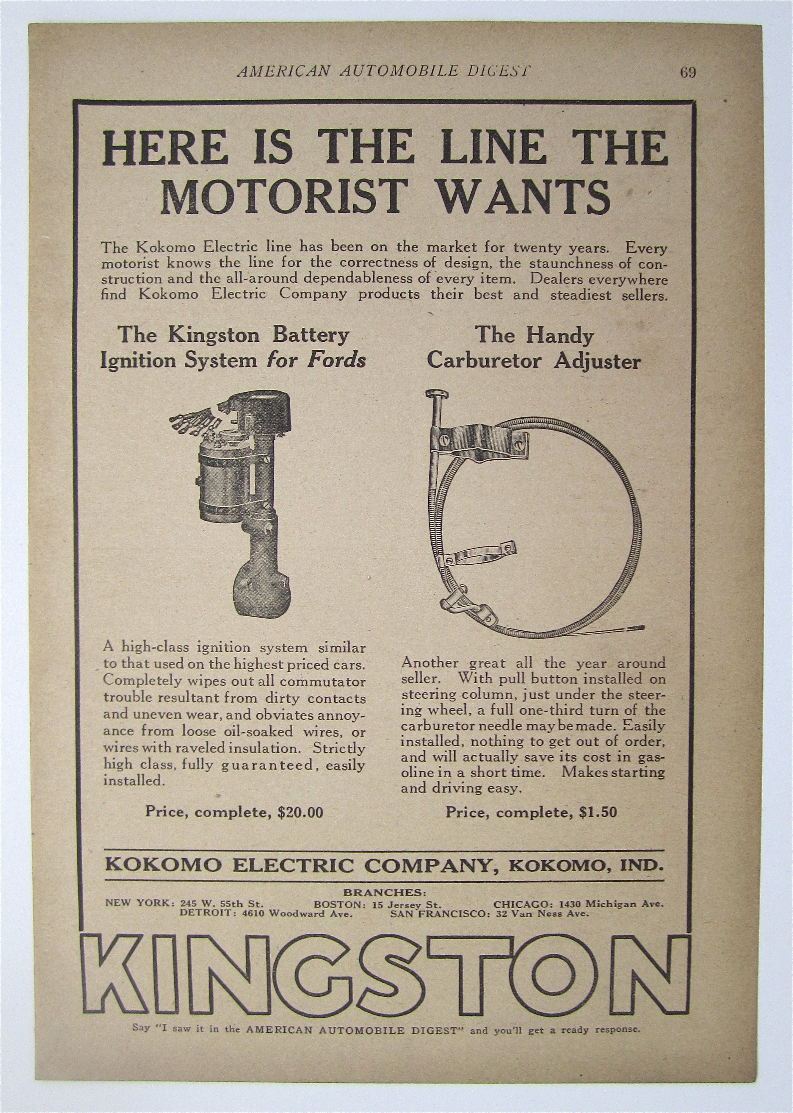 1923 Kokomo Electric Line w/Ignition System