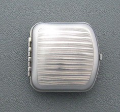 Enamel Black Green Art Deco Look Mirror Pill Box