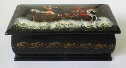 Russian Folk Art Box Hand Painted Signed