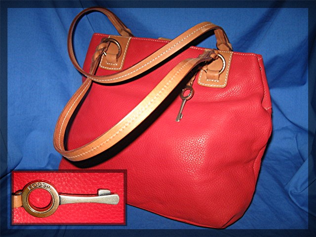 Red Leather FOSSIL handbag, new with tags