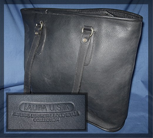 Black Leather Tote Bag LAURA U.S.A.