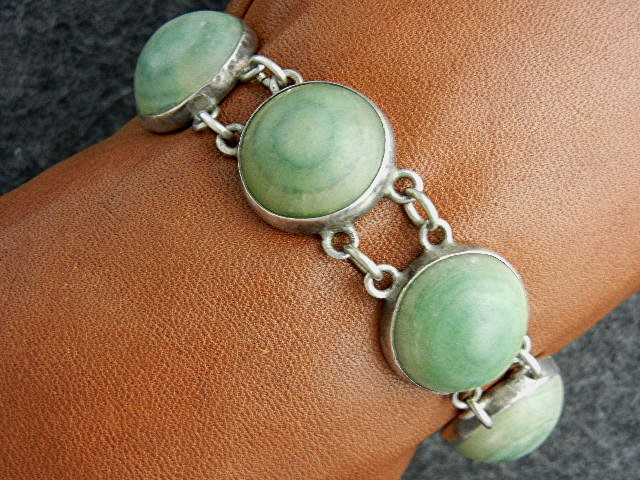 Mexico Sterling Silver Jade Bracelet