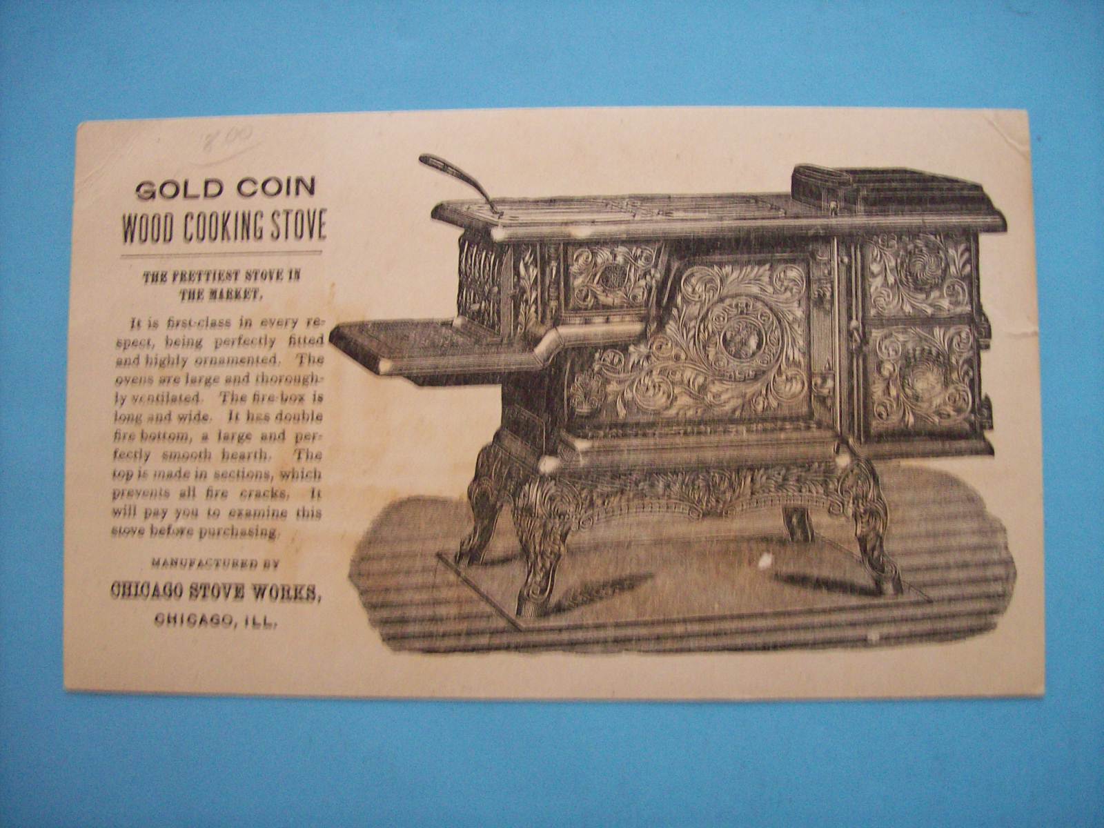 1893 Columbian Expo Gold Coin Stove & Range Trade Card