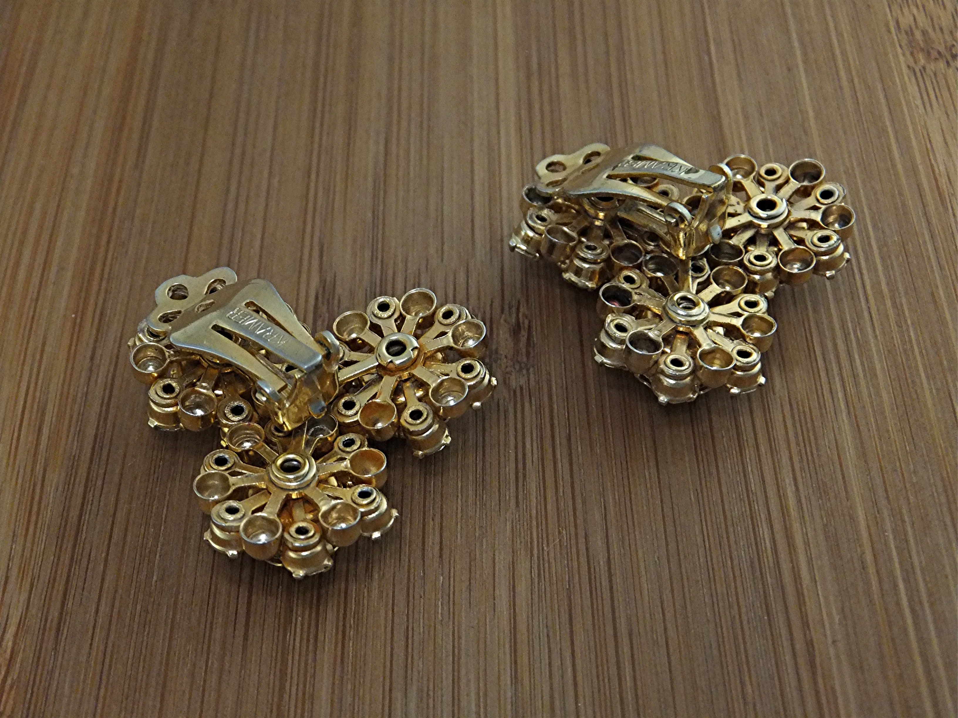 Earrings KRAMER  Citrine Crystal  Flower Clips