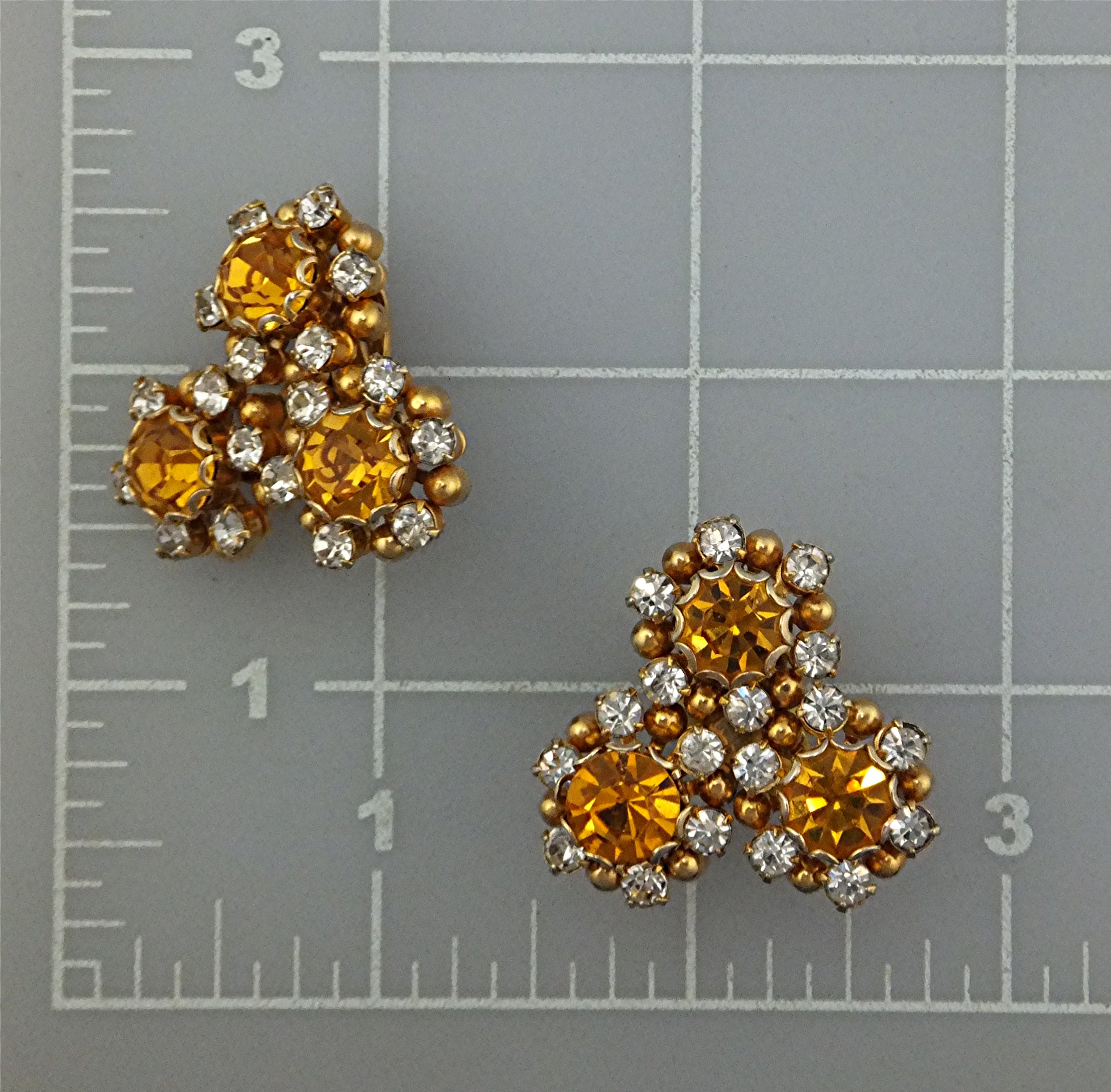 Earrings KRAMER  Citrine Crystal  Flower Clips