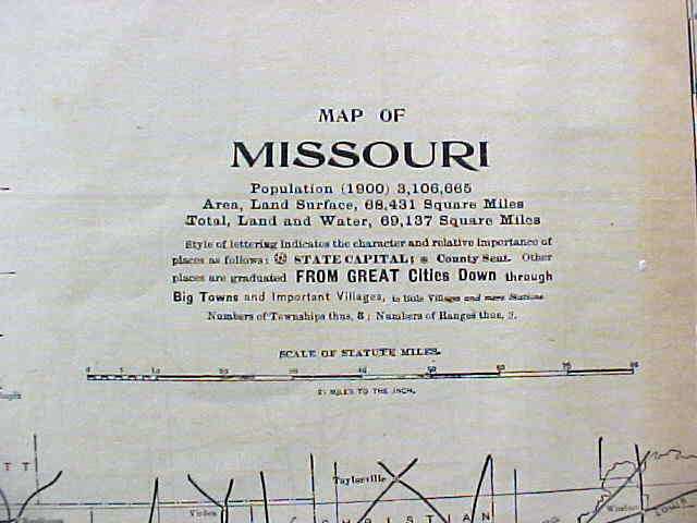 Antique Map Missouri 1901 Large Foldout