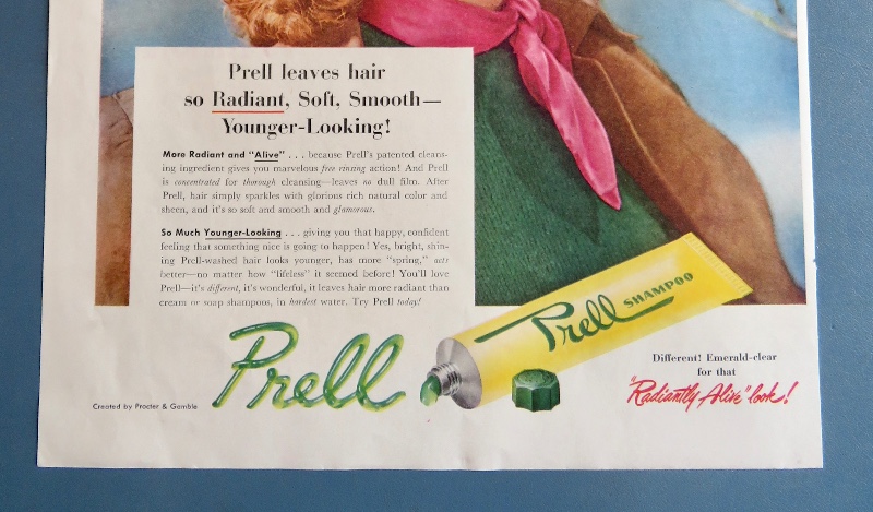 1951 Prell Shampoo With Lovely Red Haired Woman