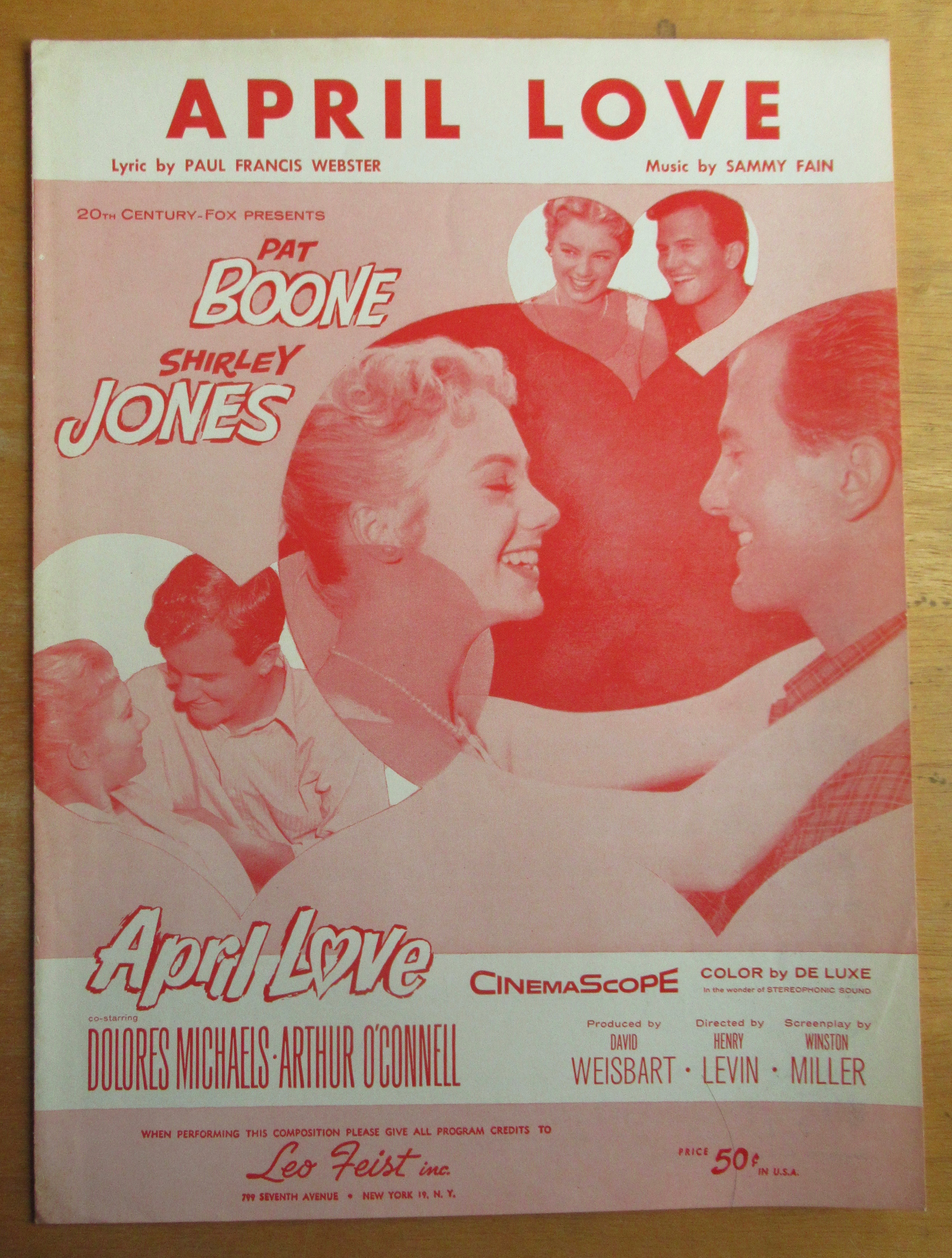 Sheet Music For 1957 April Love P. Boone & S. Jones