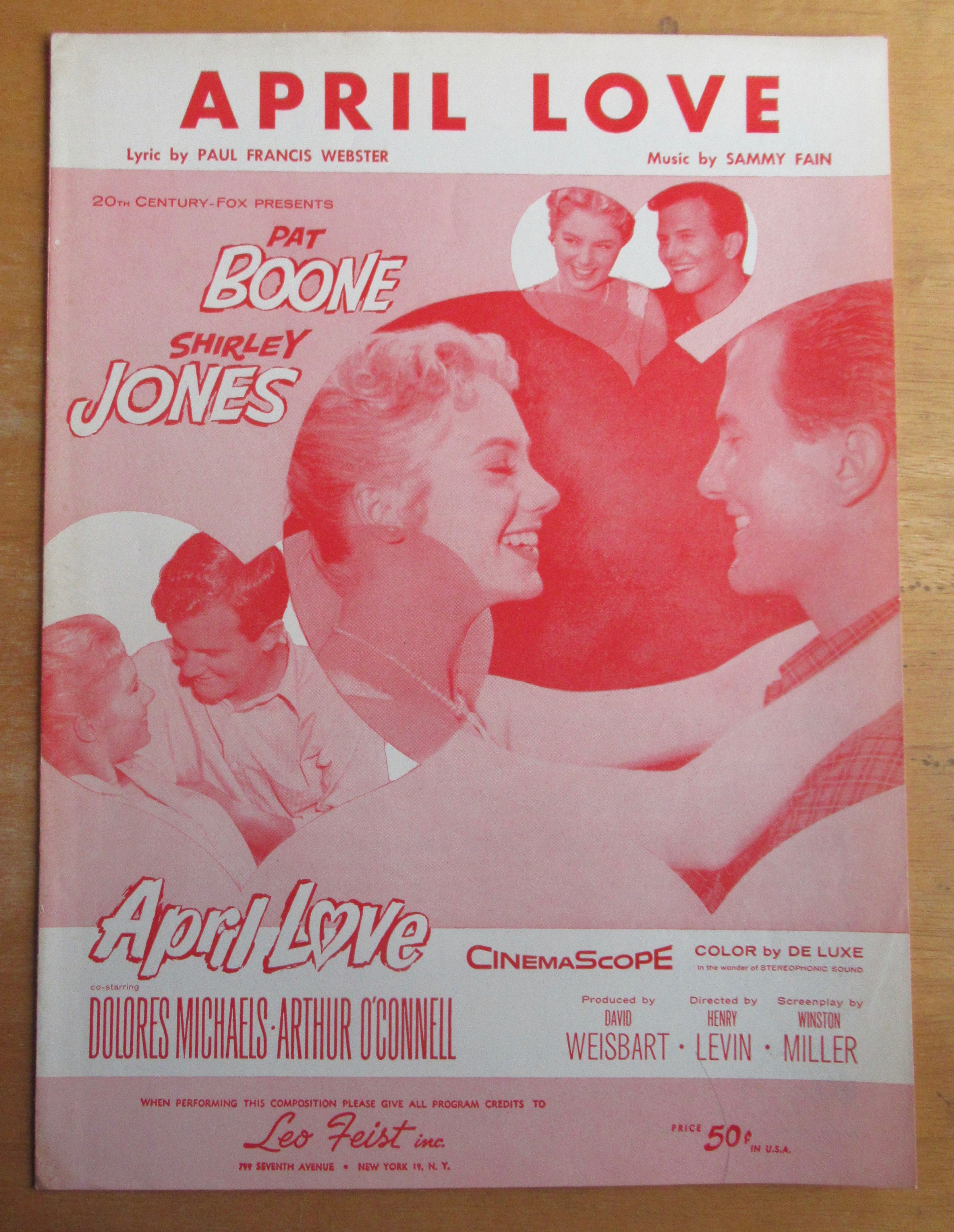 Sheet Music For 1957 April Love P. Boone & S. Jones