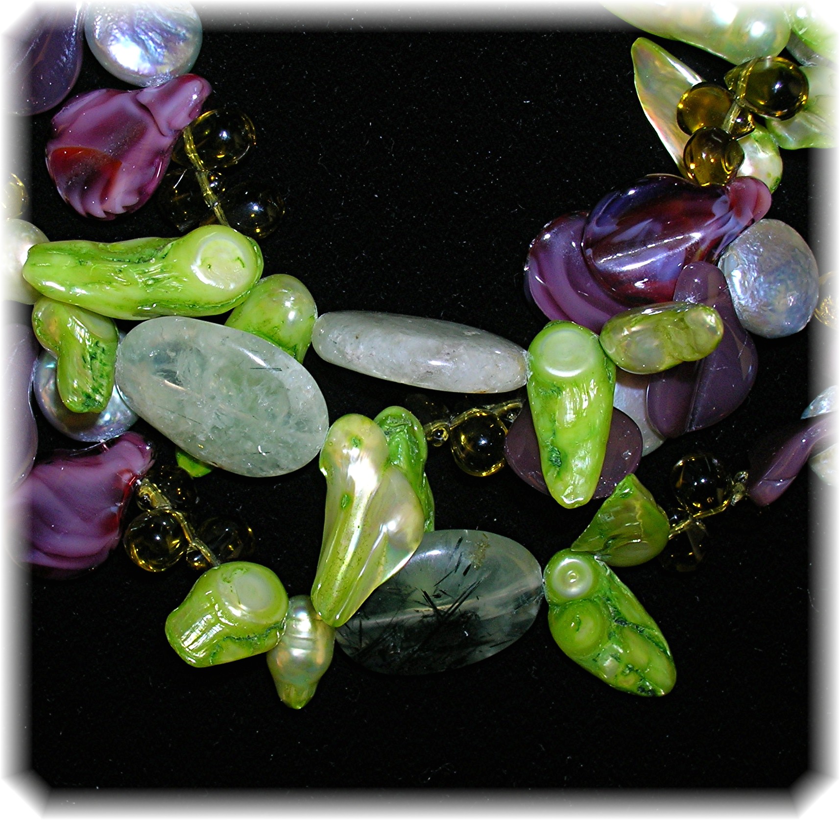 Freshwater pearl Adventurine Peridot Agate Necklace