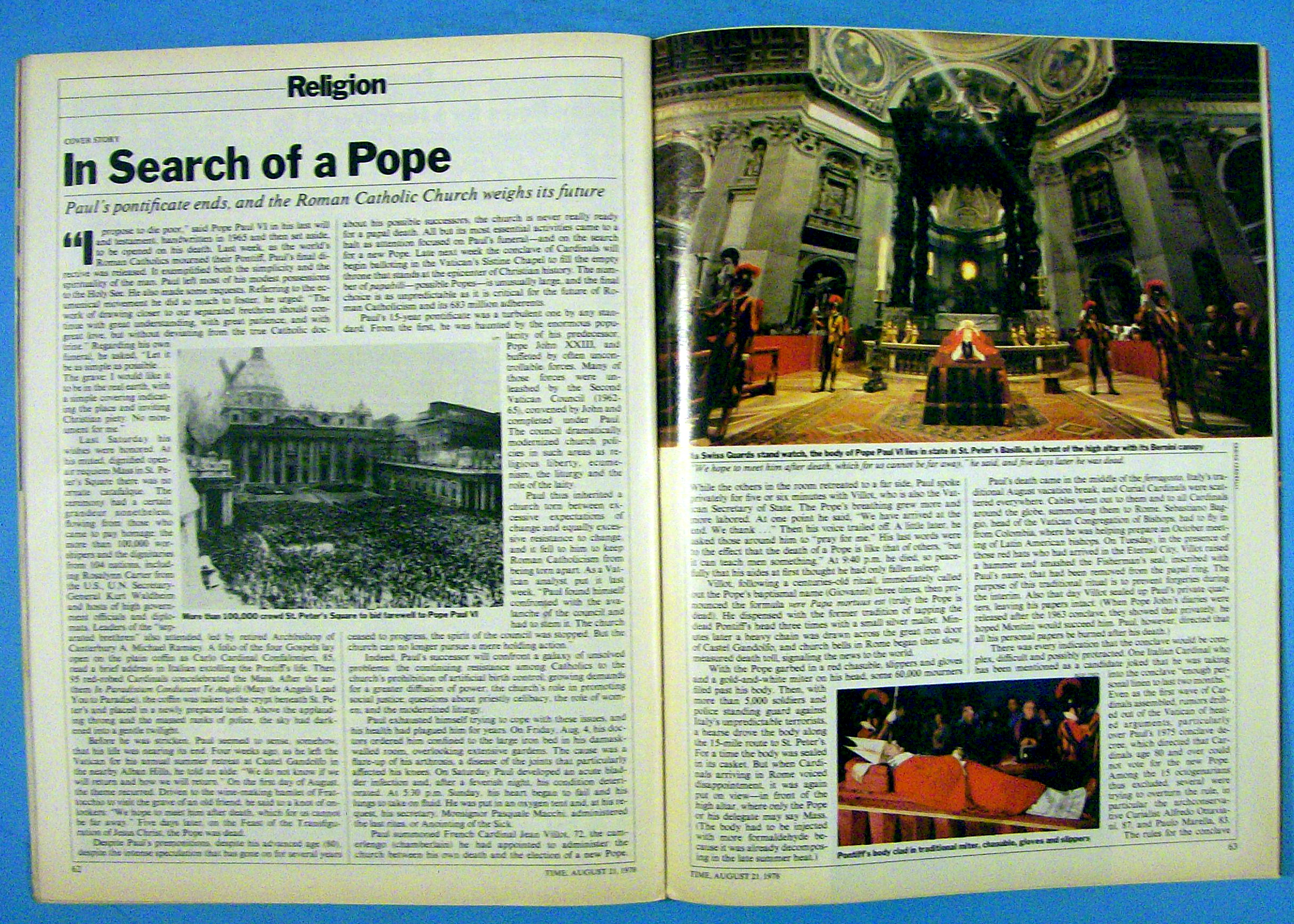Time Magazine-August 21, 1978-In Search Of A Pope