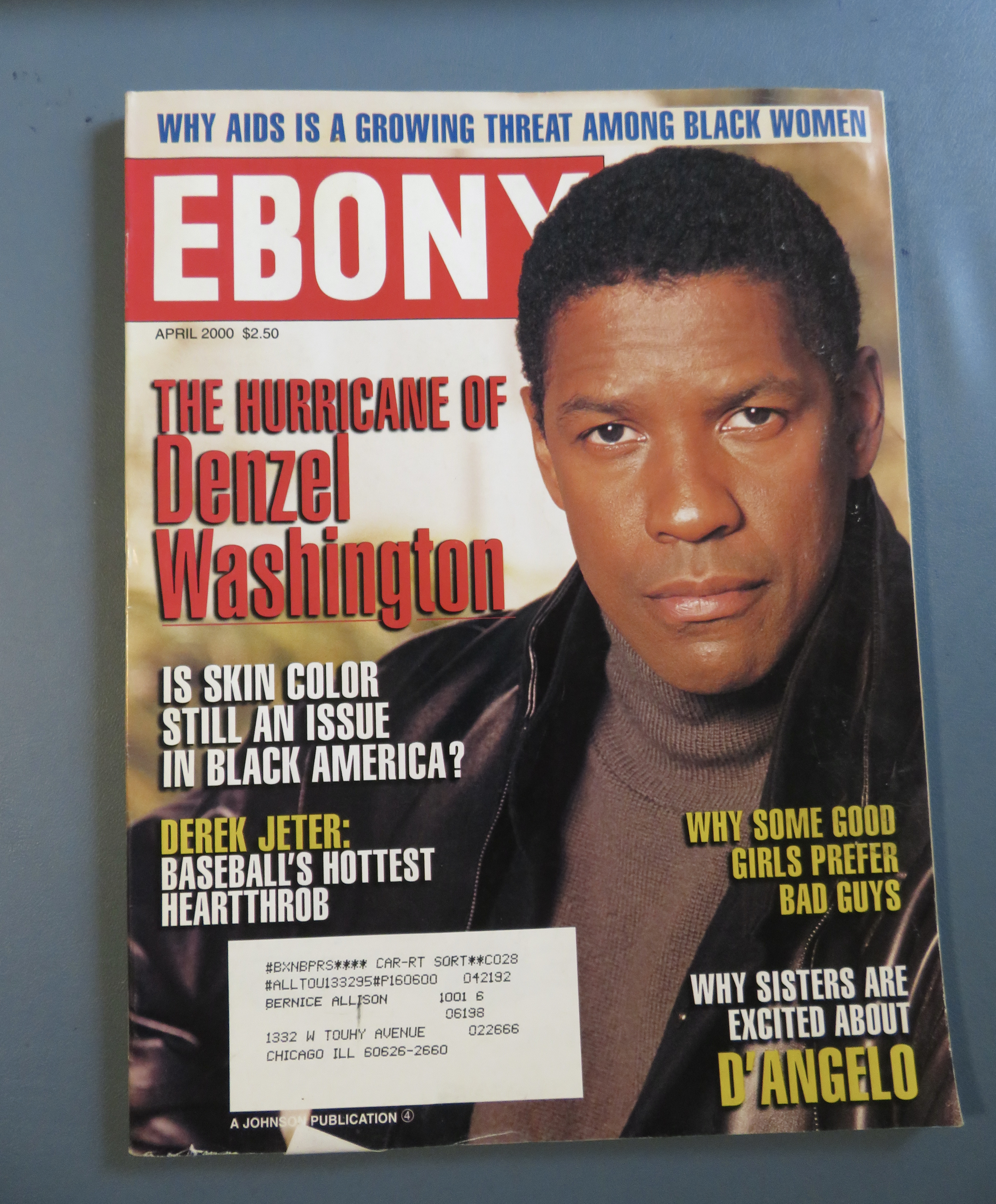 Ebony Magazine-April 2000-Hurricane Denzel Washington