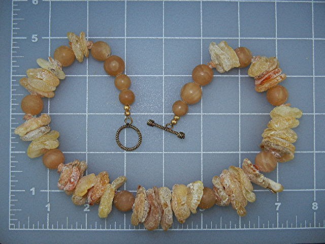 Citrine Crystal Copper Glass Beads Necklace