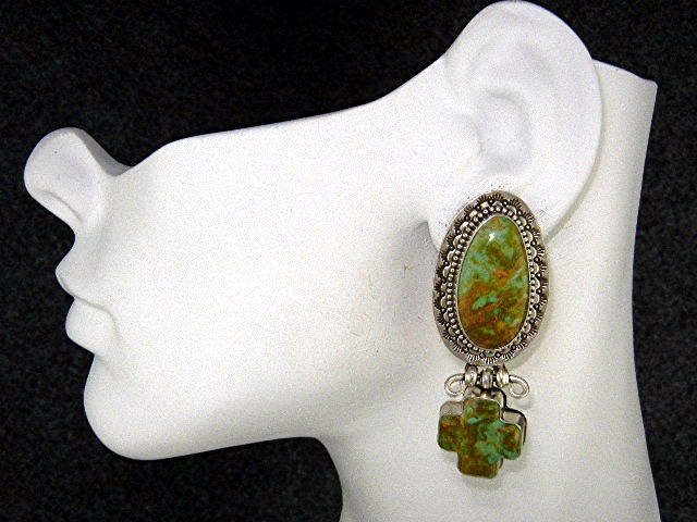 David Troutman Sterling Silver Kingman Turquoise Earrin