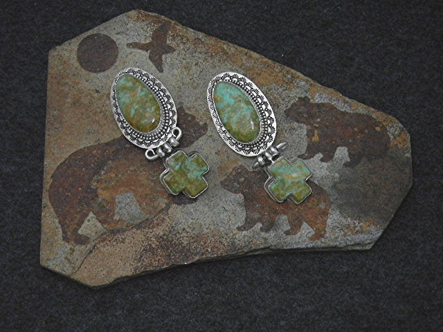 David Troutman Sterling Silver Kingman Turquoise Earrin