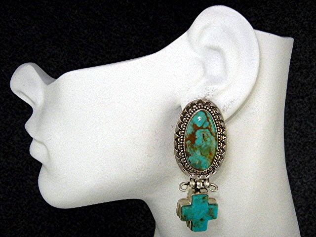 David Troutman Sterling Silver Kingman Turquoise Earrin