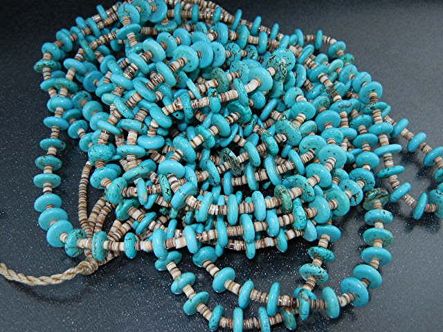 Native American Turquoise Heishi 6 Strands Necklace