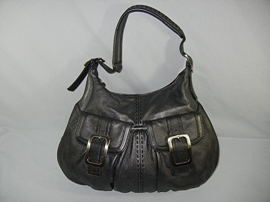 Bag Cole Hahn Grey Leather Silvr Buckles  Hobo