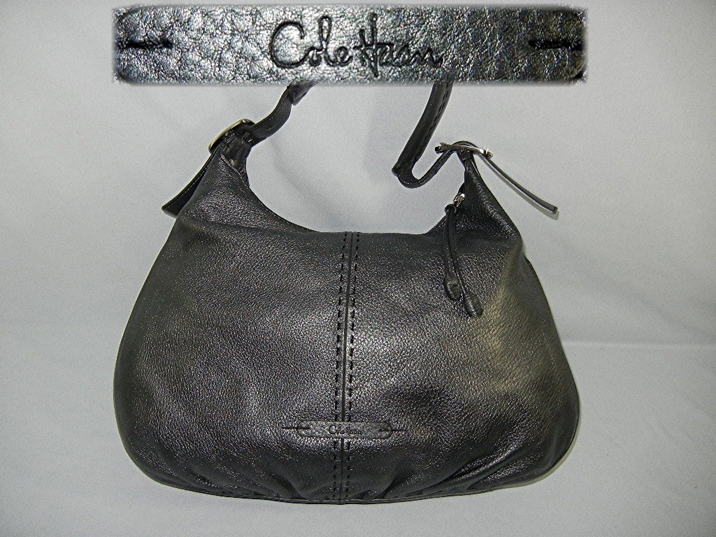 Bag Cole Hahn Grey Leather Silvr Buckles  Hobo