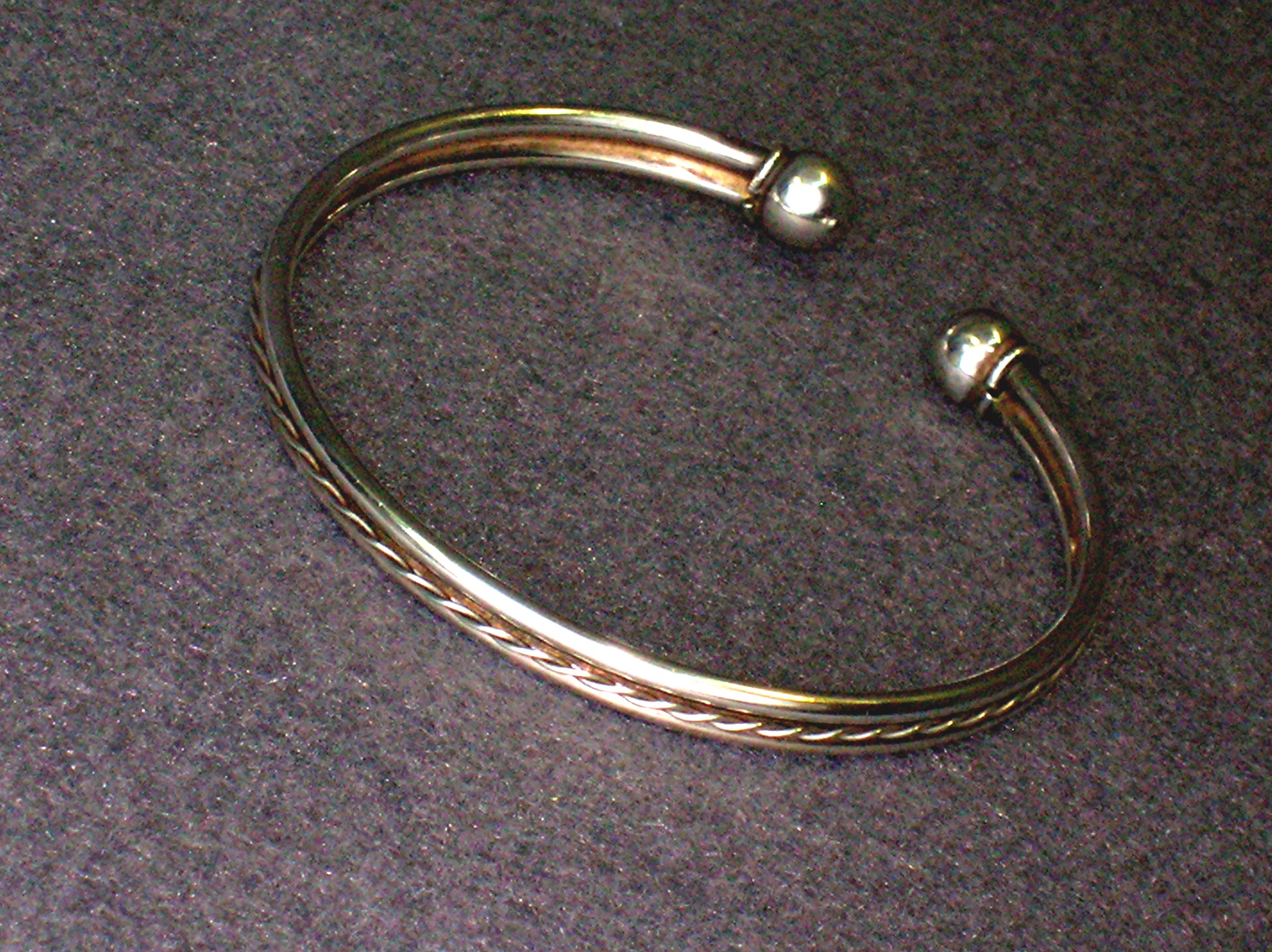 Sterling Silver Ball and Rope Bangle Flex Bracelet
