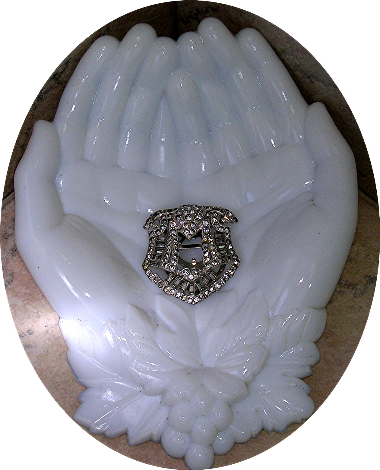 Dress Clip 50s Rhinestone Silvertone