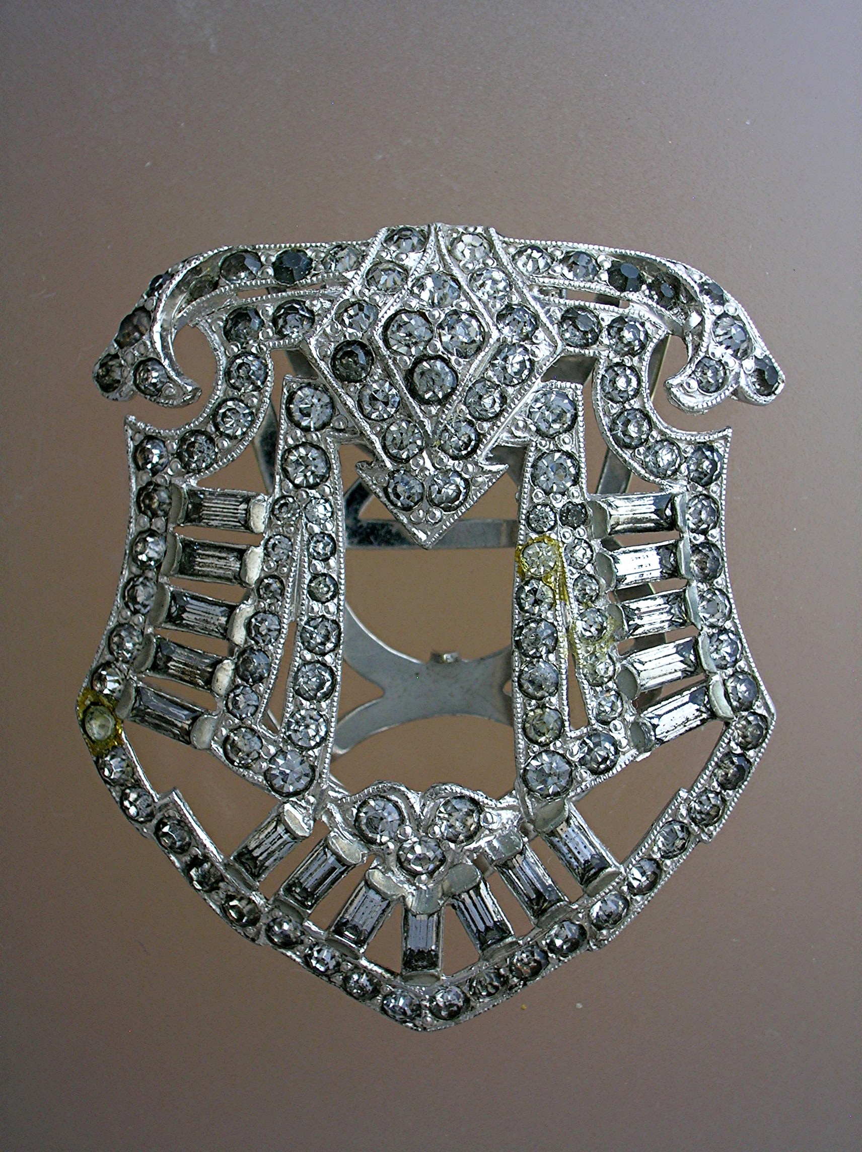 Dress Clip 50s Rhinestone Silvertone