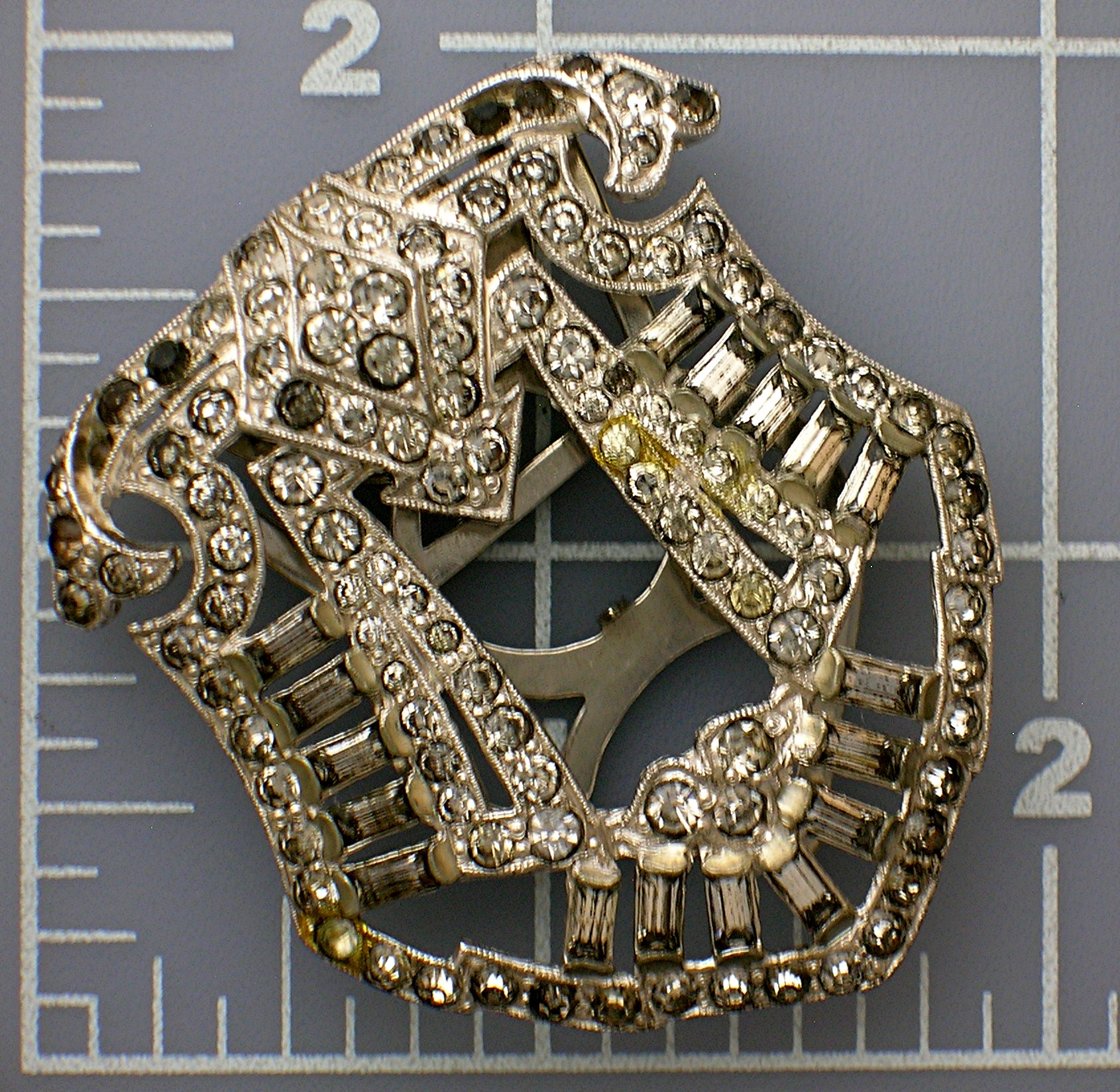 Dress Clip 50s Rhinestone Silvertone