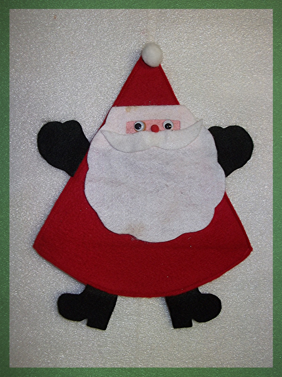 Santa Claus Decoration Red White Felt google eyes