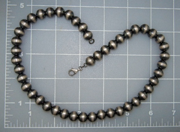 Navajo Pearfls Sterling Silver 10mm 32 Grams 18 Inches
