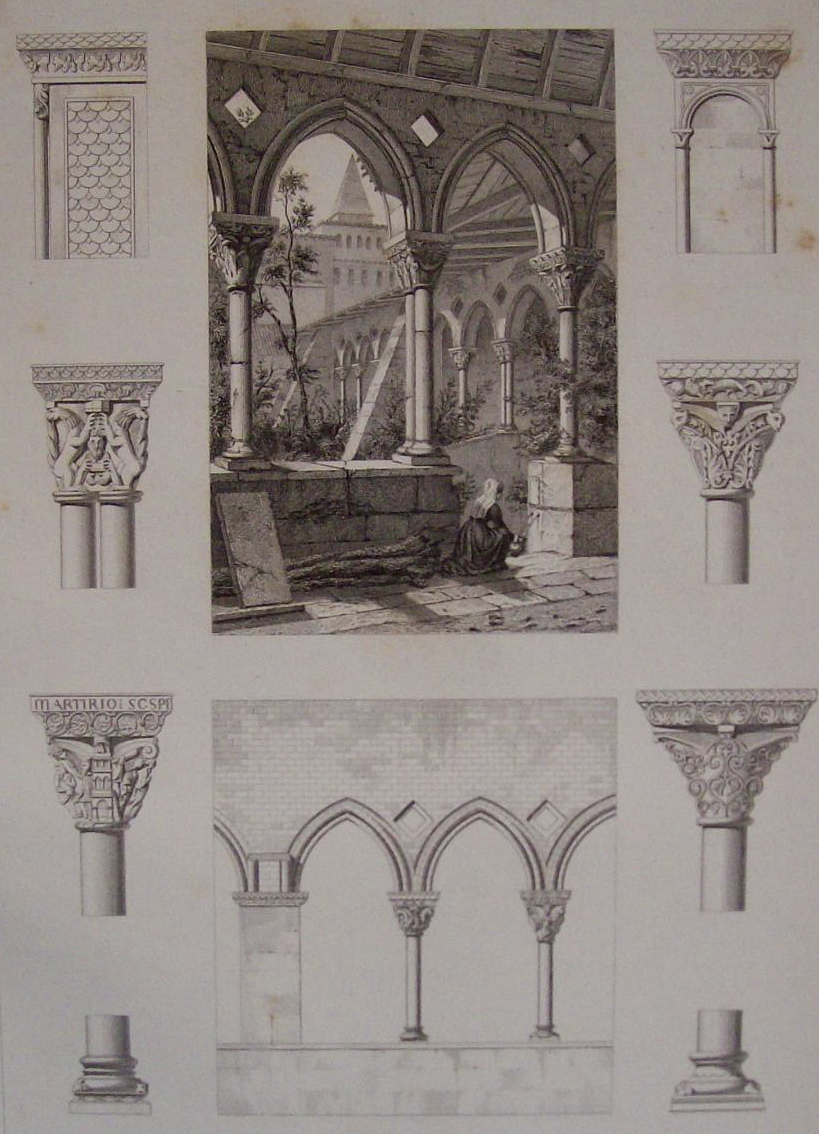 Cloitre De L'Abbaye De Moissac (1852 Lithograph)