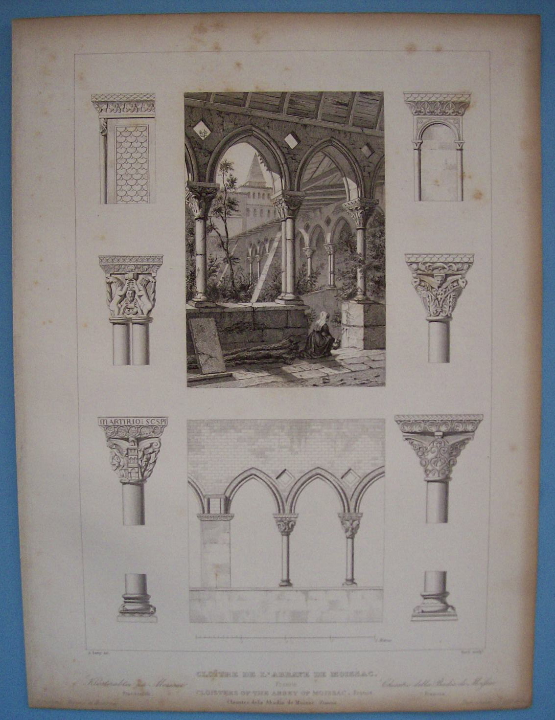 Cloitre De L'Abbaye De Moissac (1852 Lithograph)