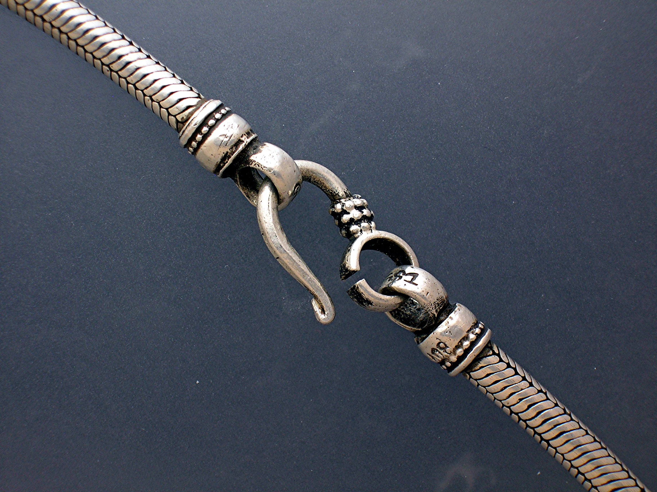 Sterling Silver Snake Chain Hook Clasp