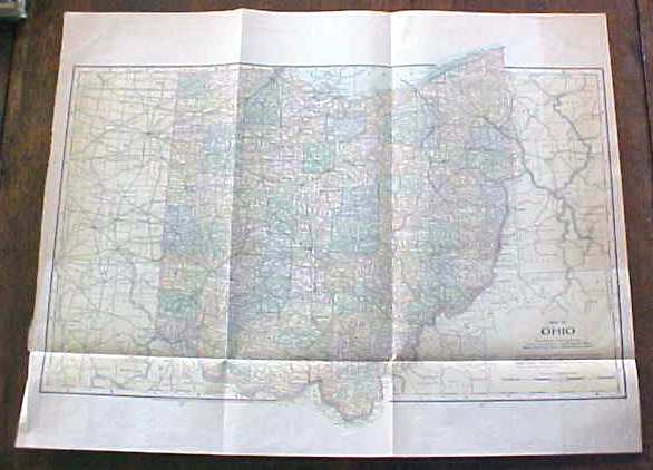 Antique Map Ohio 1901 Large Foldout