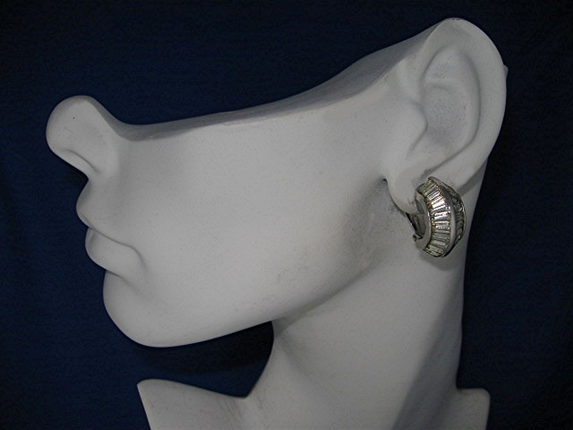 Earrings PENNINO Bagette Crystal Silver Clip Earrings