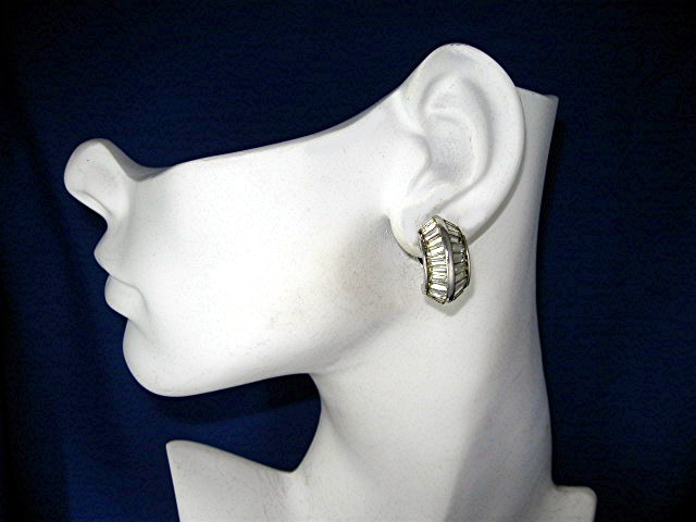 Earrings PENNINO Bagette Crystal Silver Clip Earrings