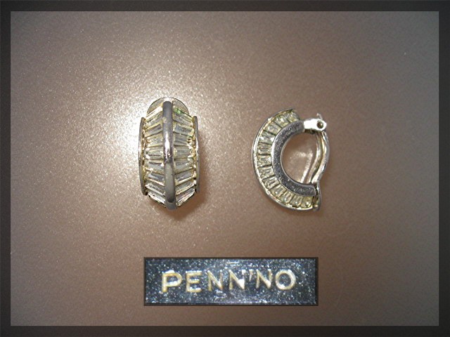 Earrings PENNINO Bagette Crystal Silver Clip Earrings