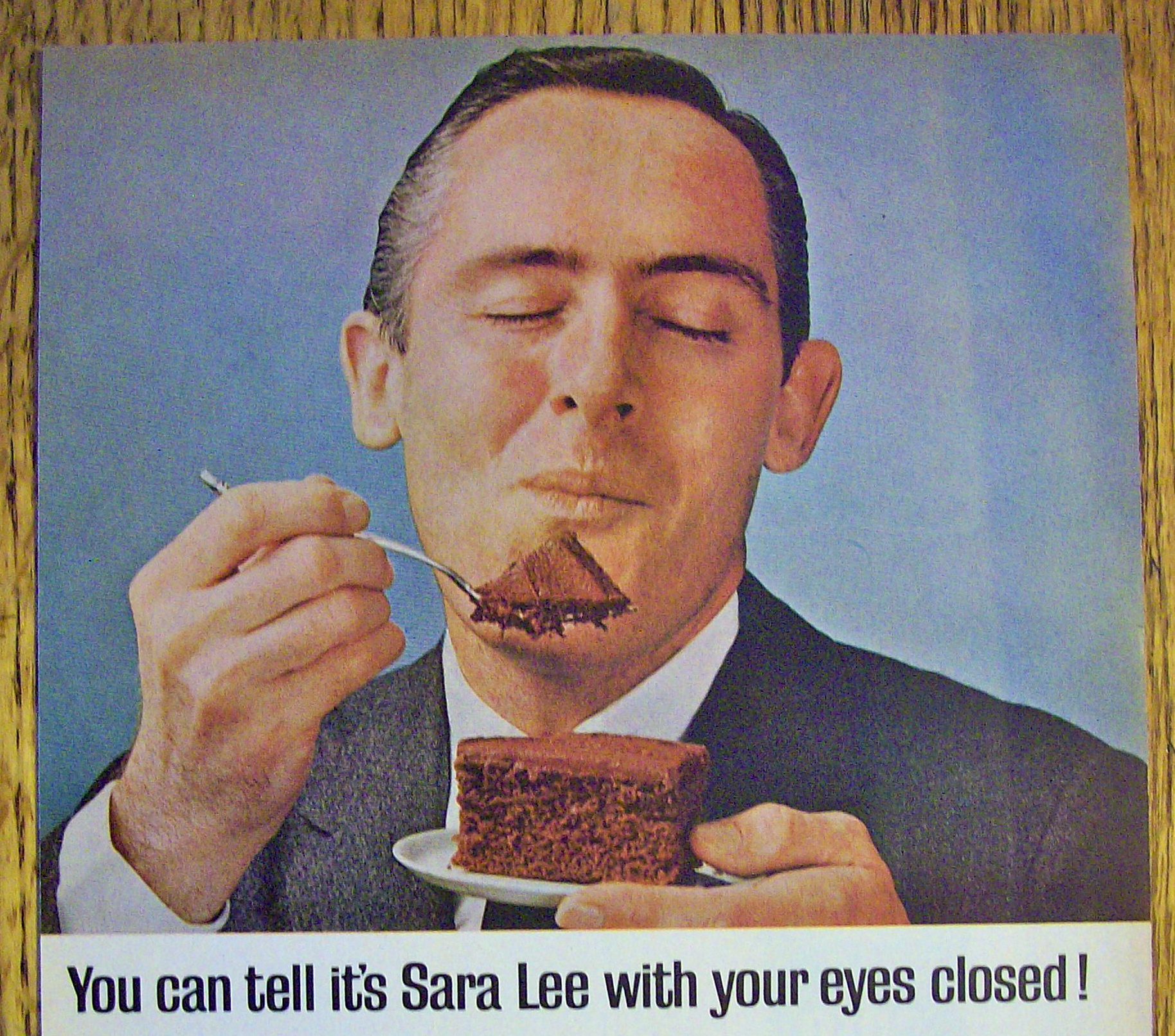 1965 Sara Lee Cake with Man Smiling And Eating Cake