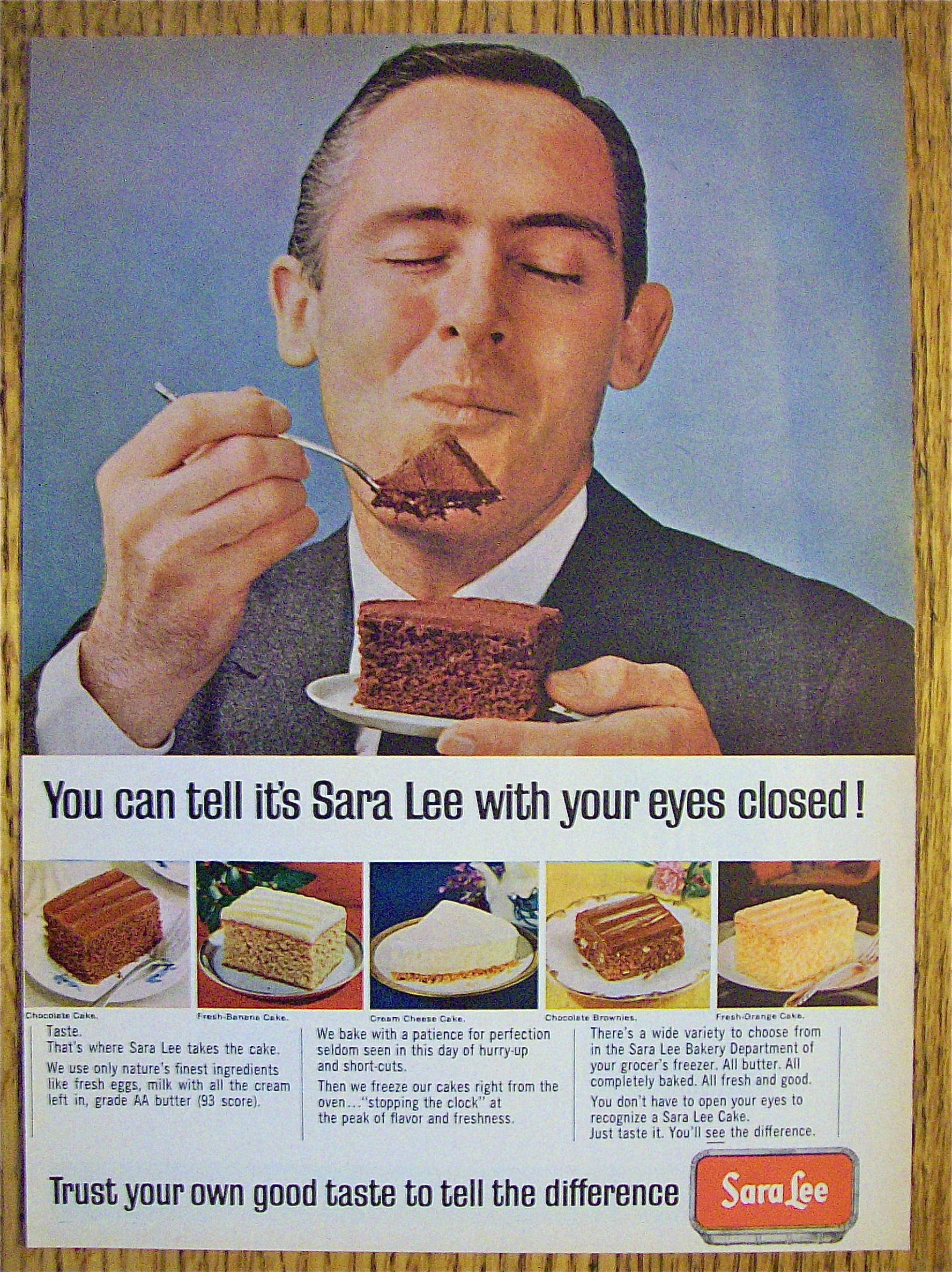 1965 Sara Lee Cake with Man Smiling And Eating Cake