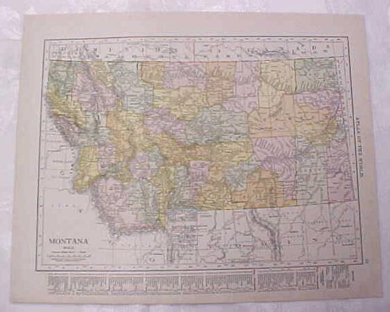 Antique Map Idaho Montana 1917 Rand McNally