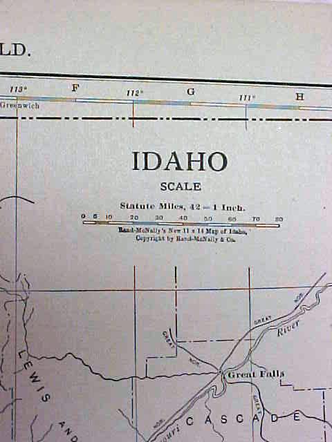 Antique Map Idaho Montana 1917 Rand McNally