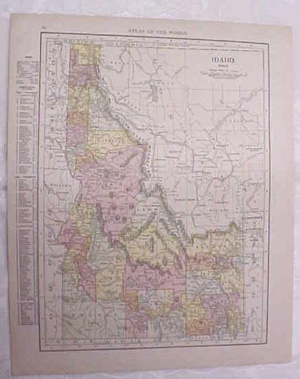 Antique Map Idaho Montana 1917 Rand McNally