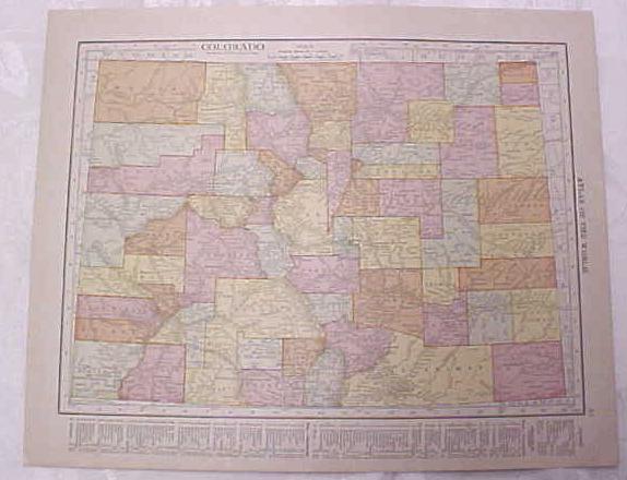 Antique Map New Mexico Colorado 1917 Rand McNally
