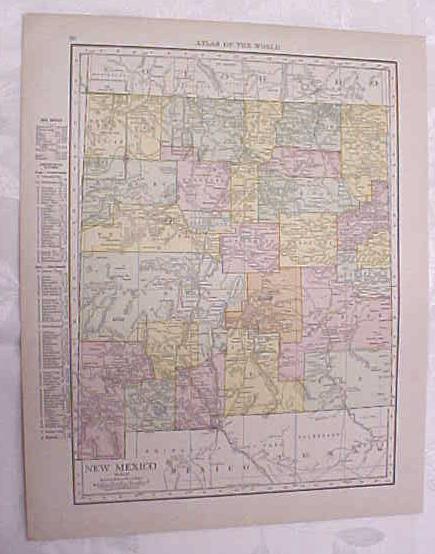 Antique Map New Mexico Colorado 1917 Rand McNally