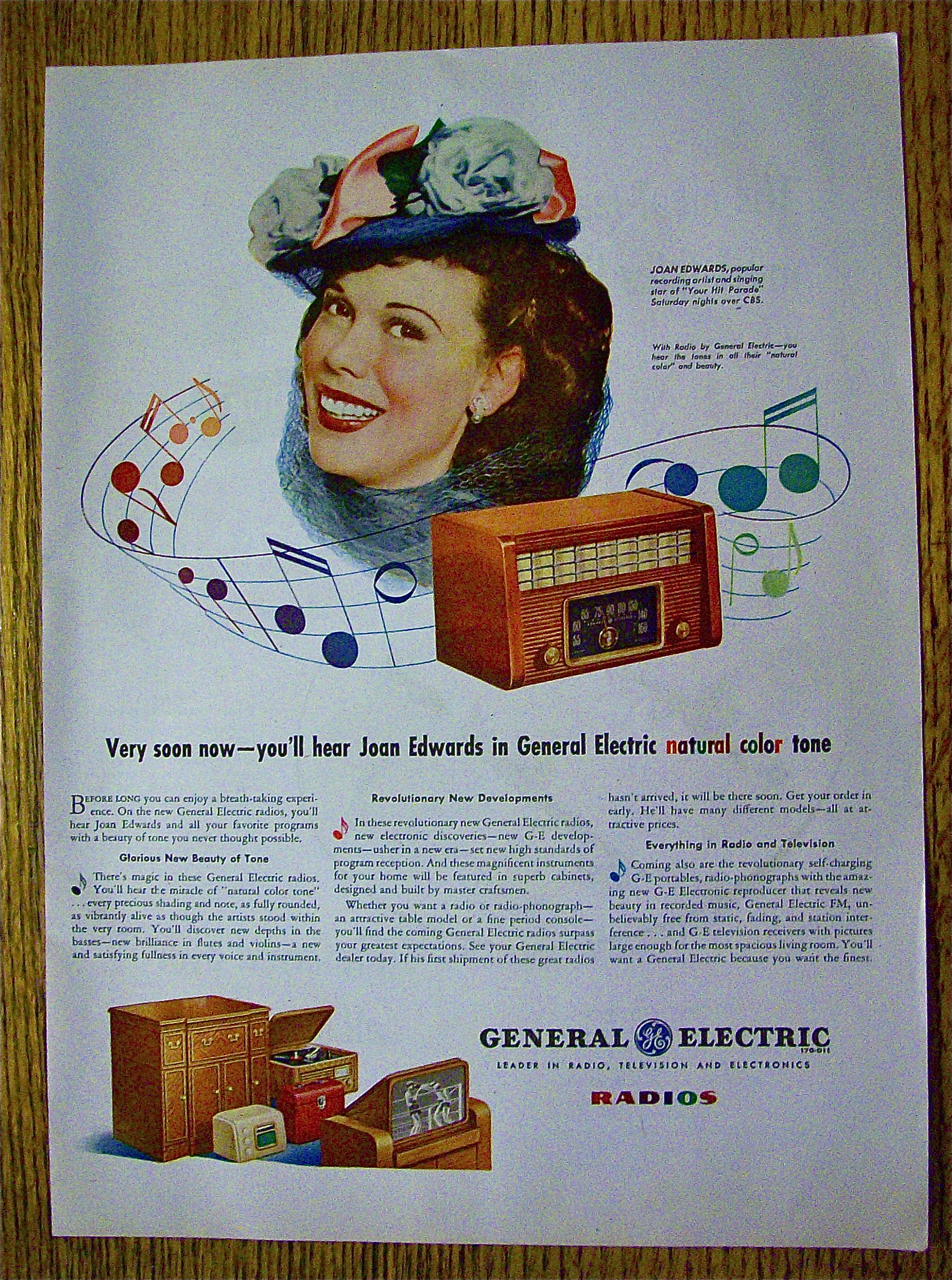 1945 General Electric Radio with Joan Edwards