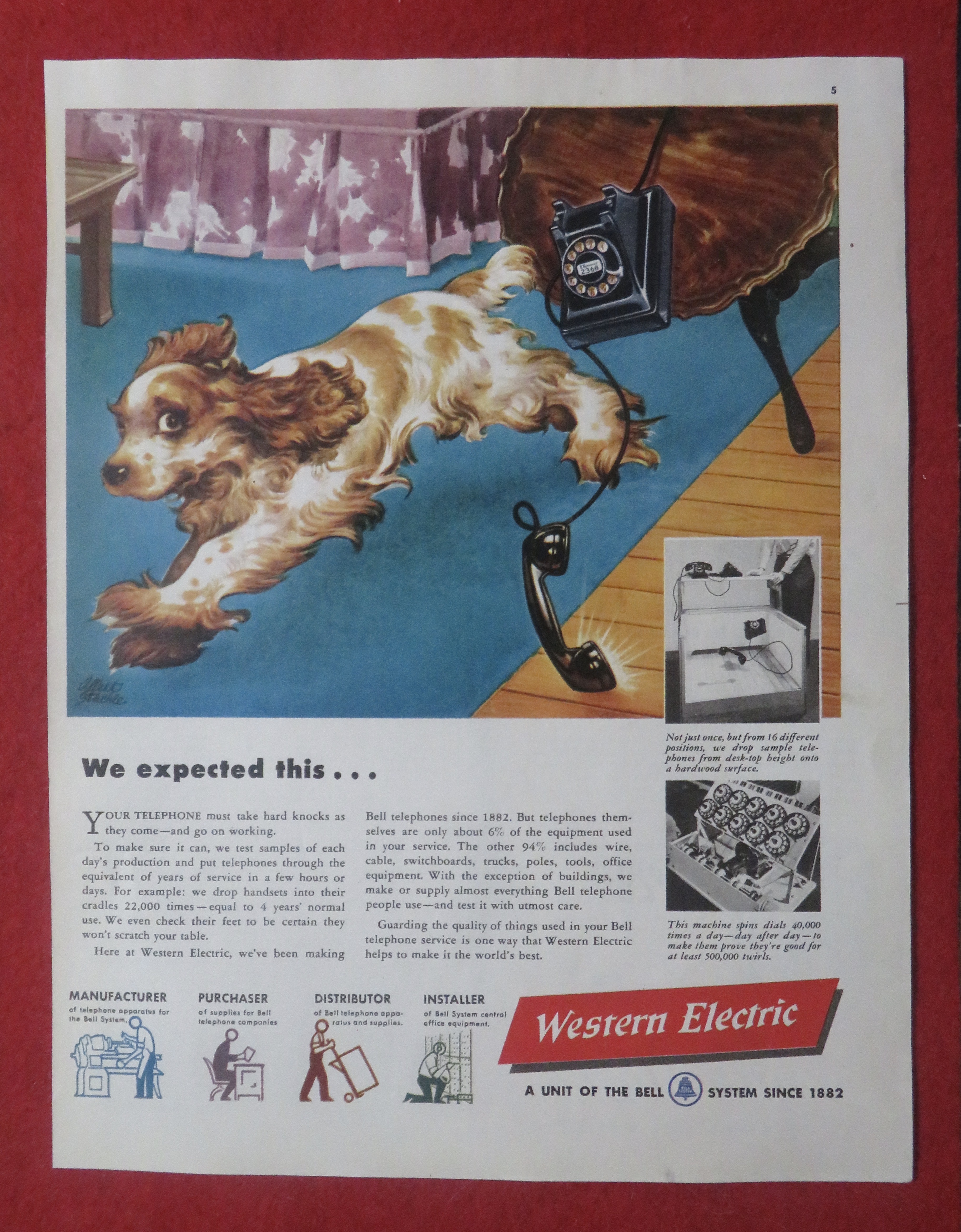 1948 Western Electric with Dog Knocking Down Table